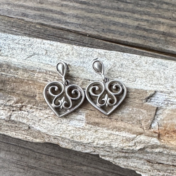 James Avery Retired French Heart Sterling Silver Earrings